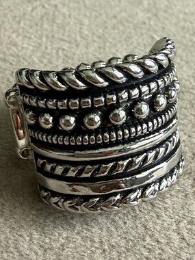 Sterling-Style Multi-Row Silver Band Ring - Silver